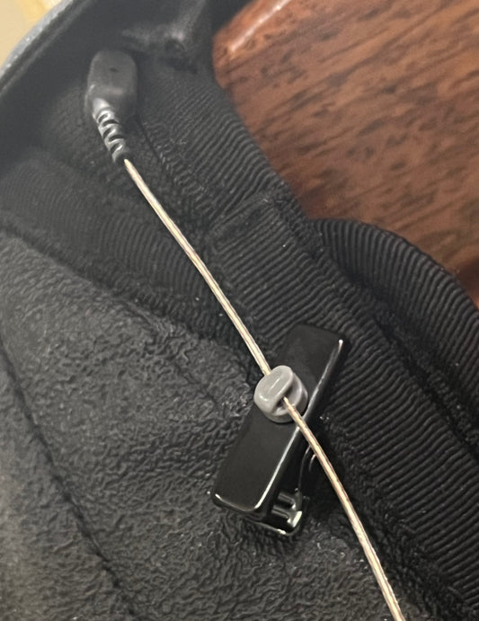 N-ear: BiMetal 2 Black Metal Covert with Grey Earpiece Clip - attaches to wire NOT braided cable