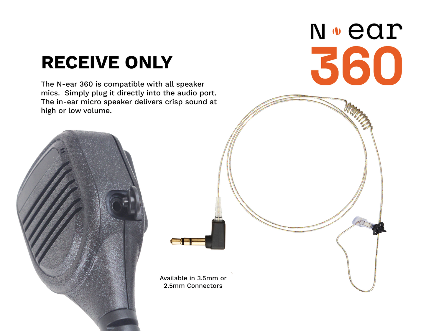 N-ear: 360™ FLEXO DYNAMIC™ SINGLE EAR EARPIECE - BRAIDED CABLE