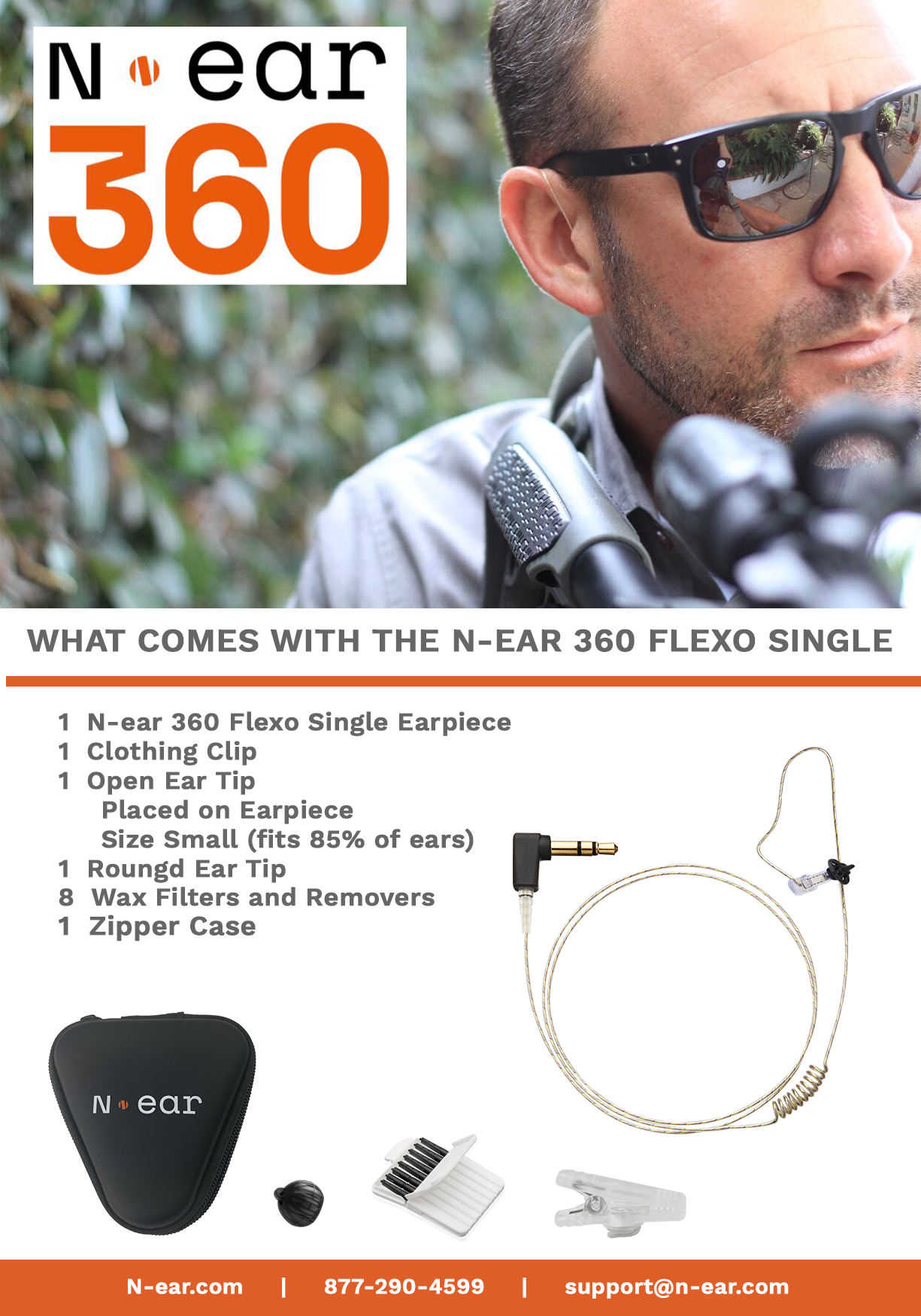 N•EAR 360 FLEXO DYNAMIC™ SINGLE EAR EARPIECE
